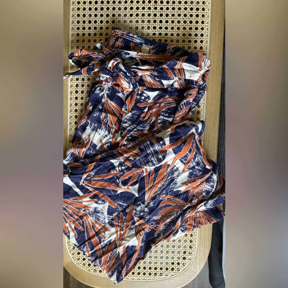 Tropical Print wide leg capri pants